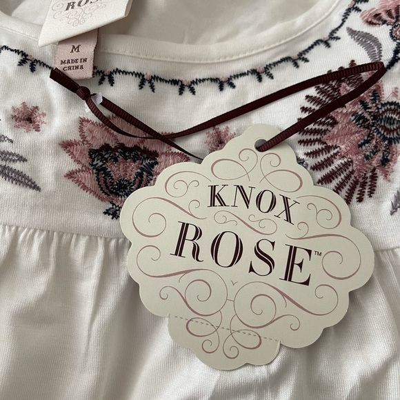 Knox Rose Long Sleeve Embroidered Knit Top NWT - Picture 7 of 8